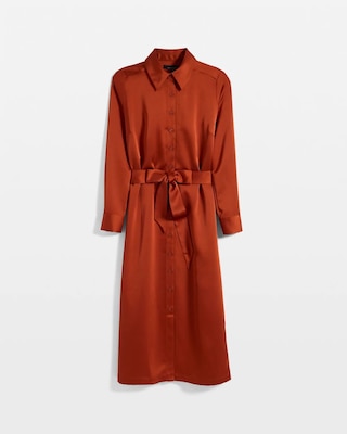 Petite Satin Midi Shirt Dress click to view larger image.