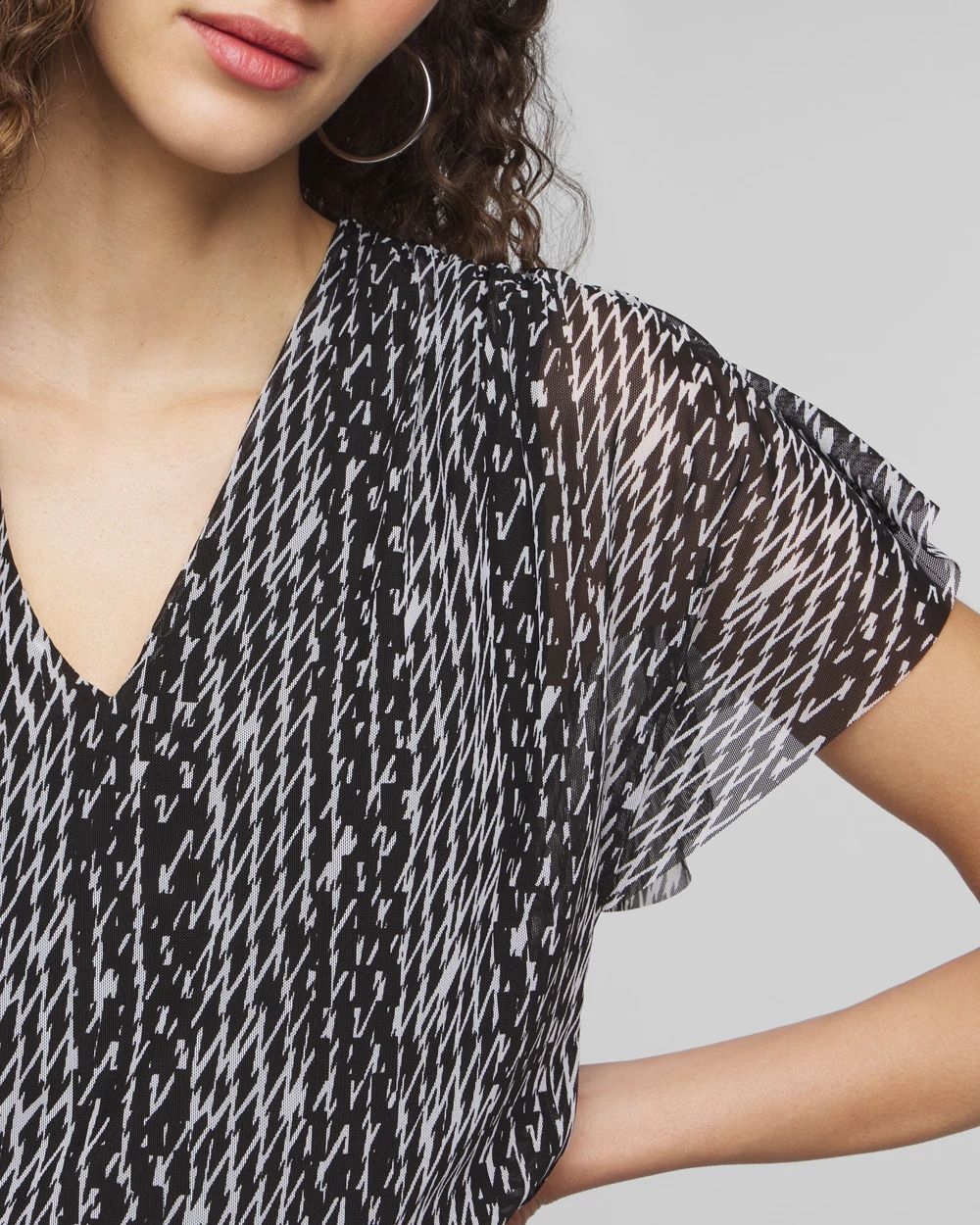 Mesh Kimono-Sleeve Mini Dress