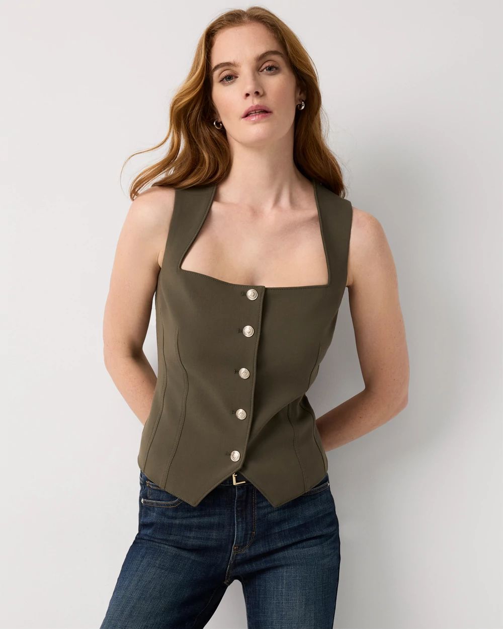 Petite Button Front Vest
