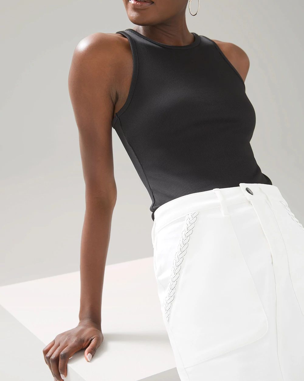 White Denim Mini Skirt
