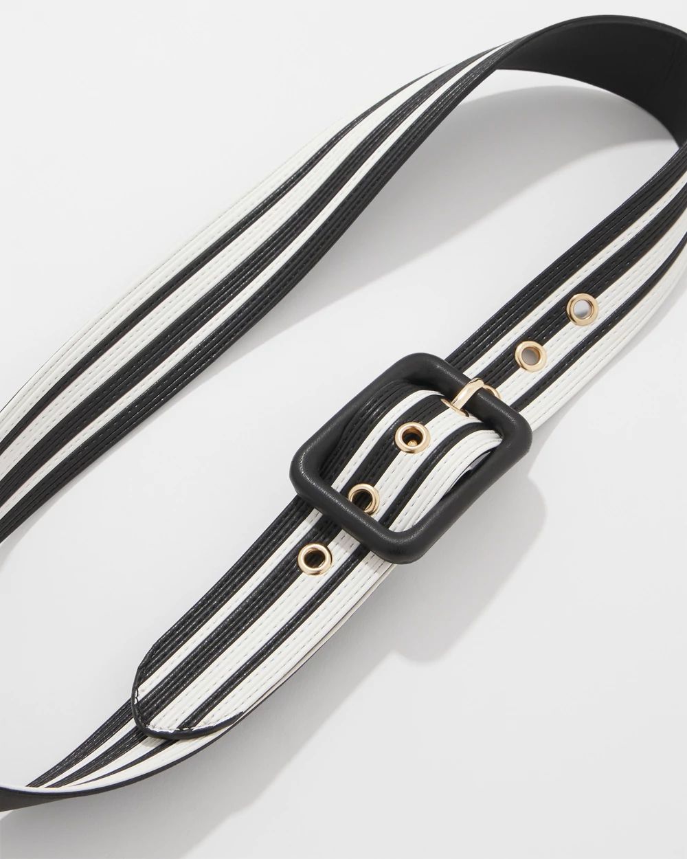 Black +White Faux Leather Belt