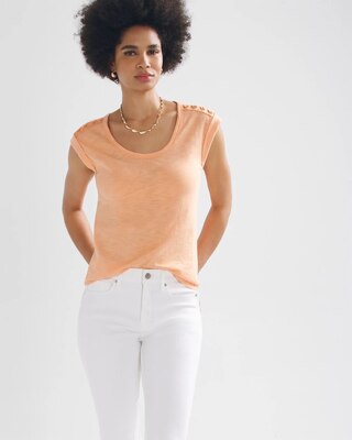 Lace-Up Shoulder Scoop Tee