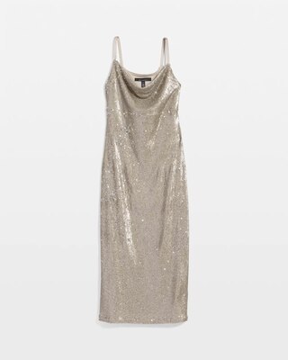 Cowl Neck Sequin Midi Dress click to view larger image.