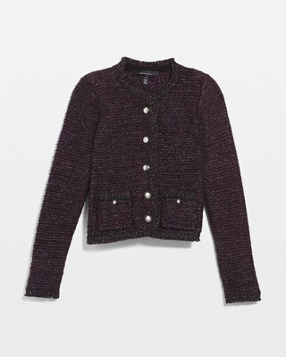 Petite Metallic Tweed Sweater Jacket click to view larger image.