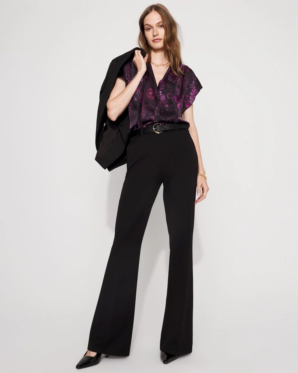 Flutter Sleeve Satin Shell Top click to view larger image.