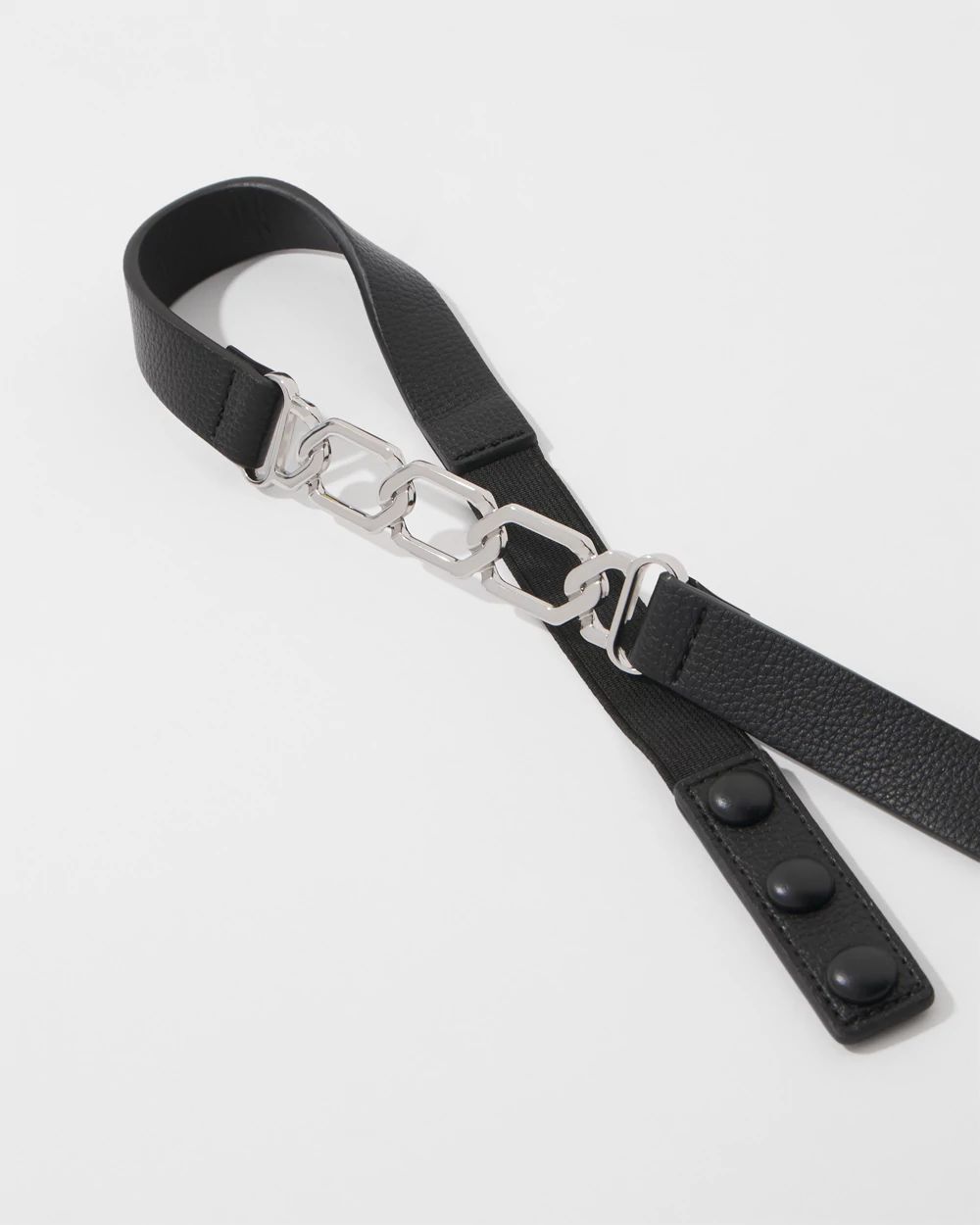 Silver Chain + Faux Leather Stretch Belt