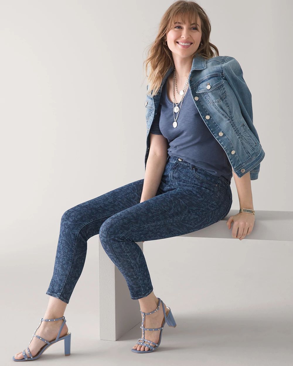 Mid-Rise Everyday Soft Denim™ Damask Print Skinny Jeans