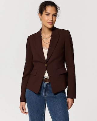 Luxe Stretch Cropped One-Button Blazer click to view larger image.