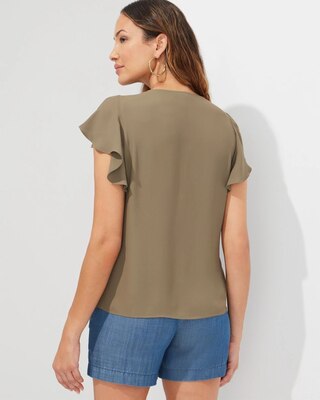 Outlet WHMB Flutter-Sleeve Scallop-Trim Blouse