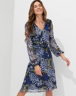Outlet WHBM Long-Sleeve V-Neck Dress
