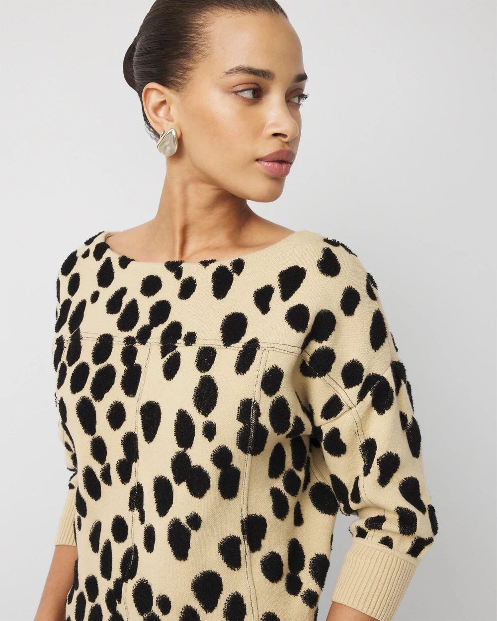 Petite Jacquard Puff Sleeve Sweater