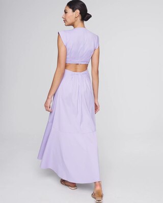 Cap Sleeve V-Neck Cutout Midi Dress