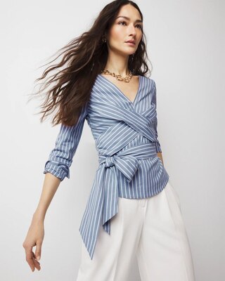 Petite Twist-Front Tie-Waist Blouse