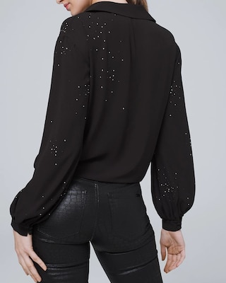 Petite Embellished Tie-Front Blouse click to view larger image.