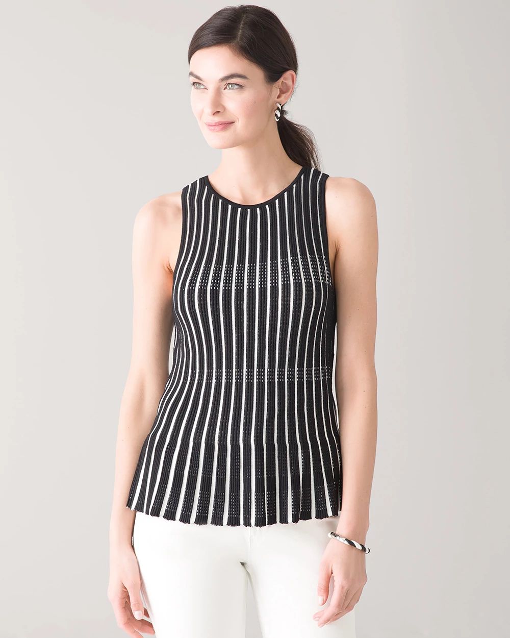 Striped Peplum Sweater Tank