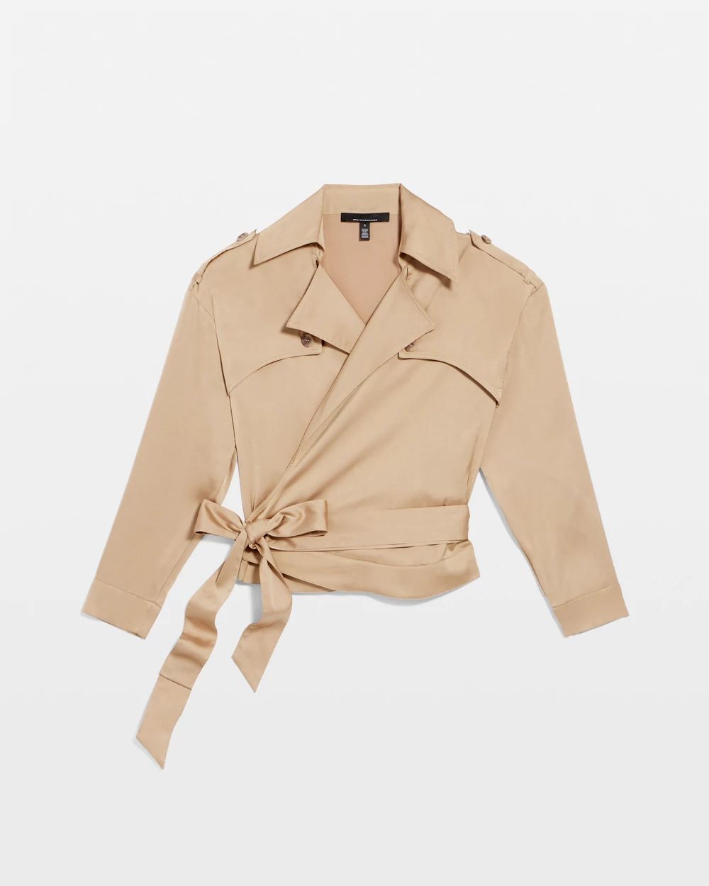 Petite Satin Trench-Wrap Blouse click to view larger image.