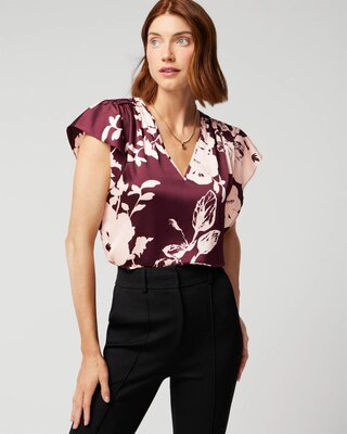 Flutter-Sleeve V-Neck Top