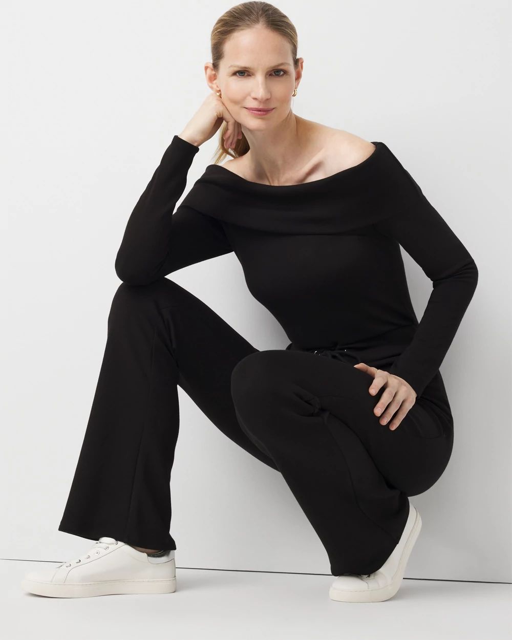 Petite Off-The-Shoulder Fold-Over Jumpsuit