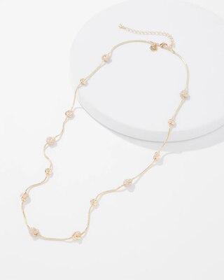 Gold + Pave Knot Long Necklace
