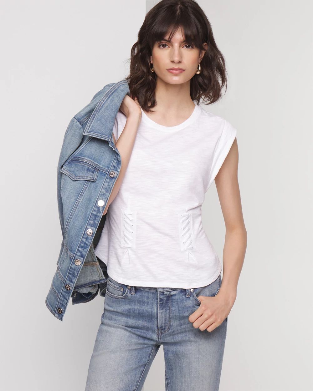 Lace-Up Peplum Tee