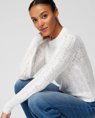 Pointelle Mockneck Sweater