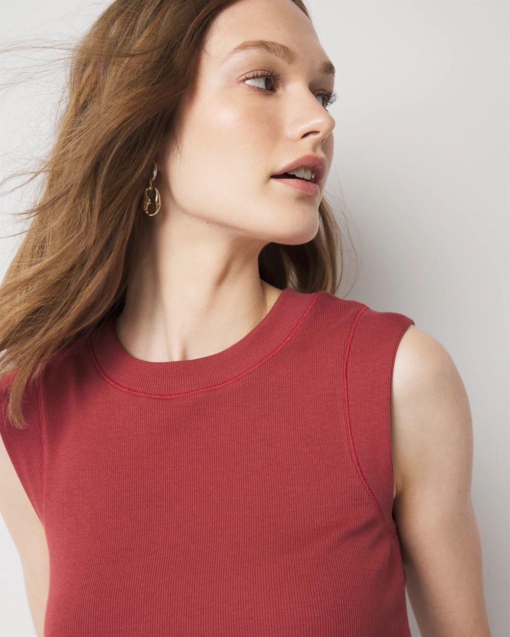 WHBM FORME™ Ribbed Stretch Ruched Side Tank