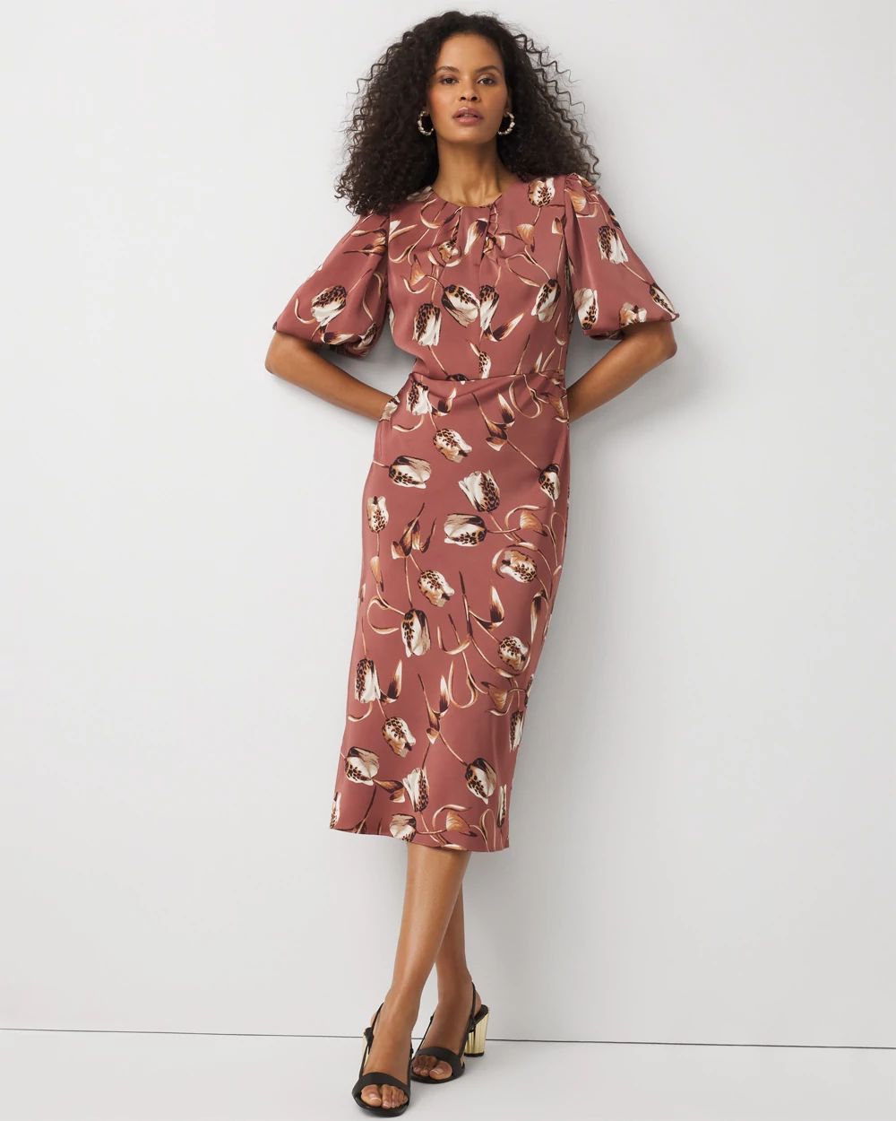 Petite Keyhole Crewneck Midi Dress