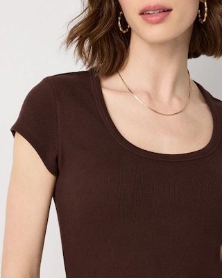 WHBM FORME™ Ribbed Scoop Neck Tee click to view larger image.
