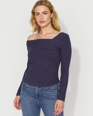 Side Ruched Rib Snit Top
