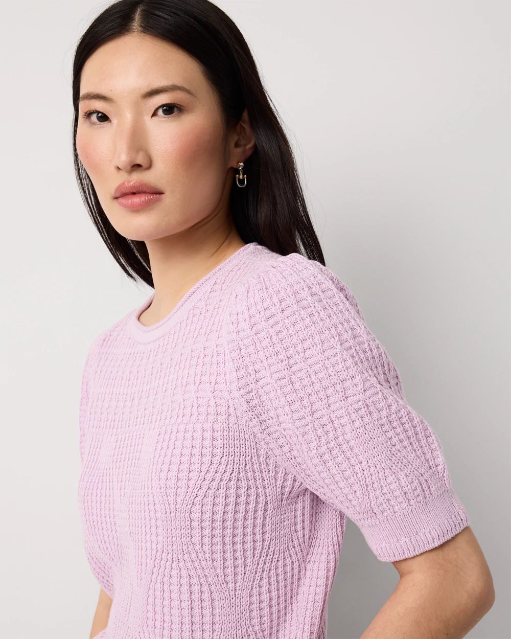 Novelty Stitch Puff Sleeve Pullover click to view larger image.