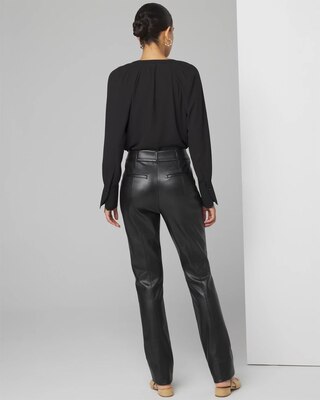 High-Rise Slim Faux Leather Trousers click to view larger image.