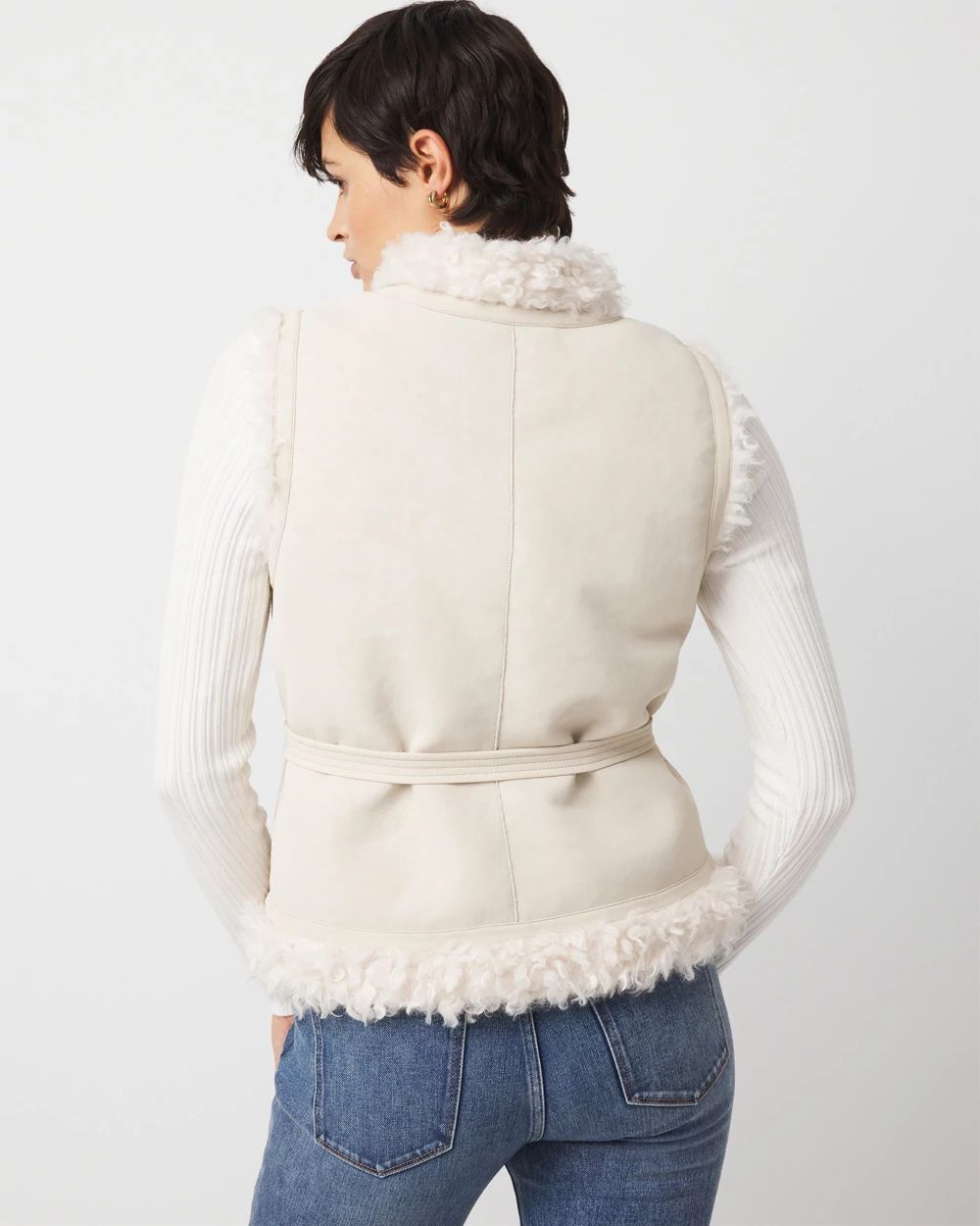 Reversible Faux Suede Sherpa Vest click to view larger image.