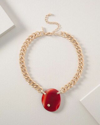 Goldtone Agate Statement Necklace