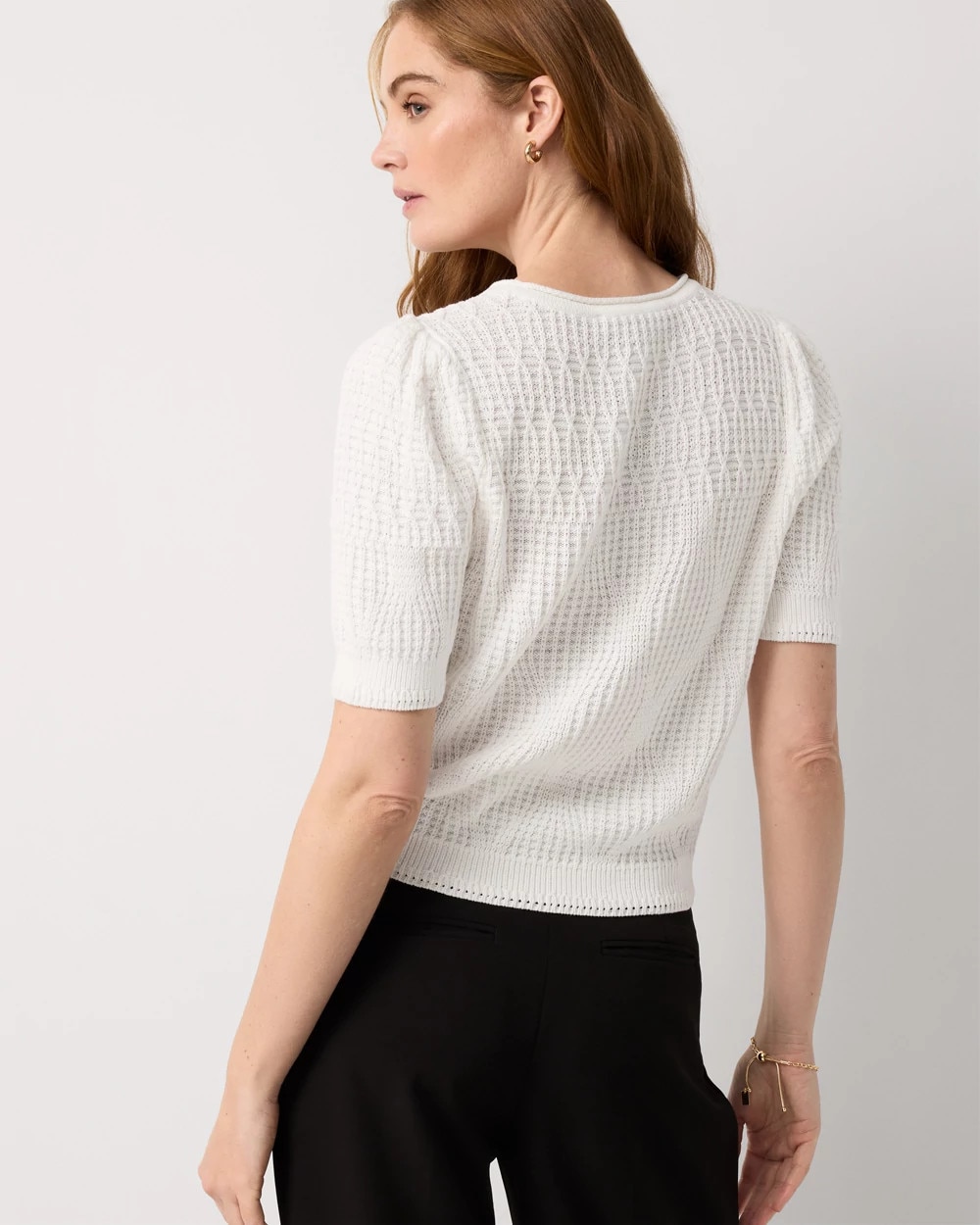 Novelty Stitch Puff Sleeve Pullover - image 4