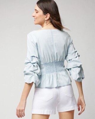 Drama Sleeve Denim Blouse