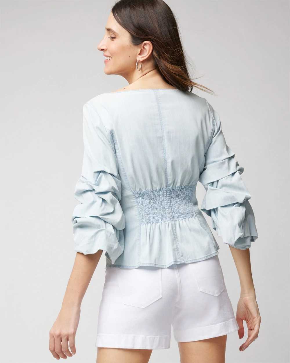 Drama Sleeve Denim Blouse click to view larger image.
