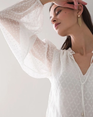 Long Sleeve Smocked Blouse