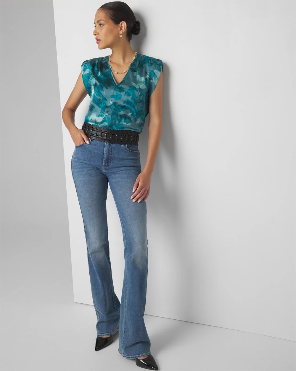 Petite Ruched Shoulder Shell Top