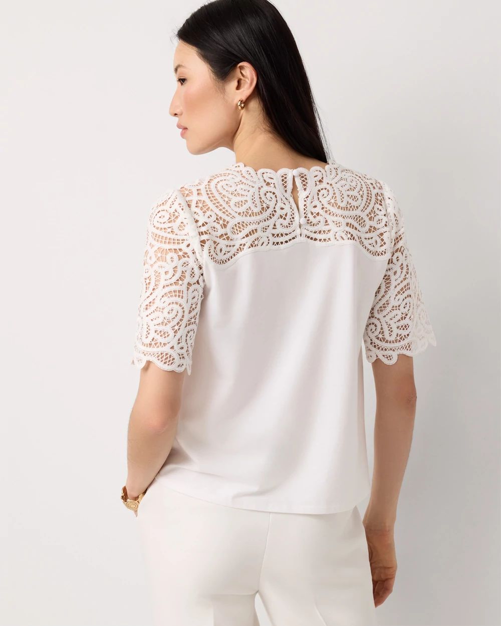 Petite Lace Knit Top