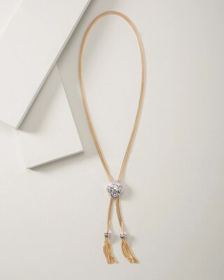 Mixed Metal & Clear Cubic Zirconia Y Necklace