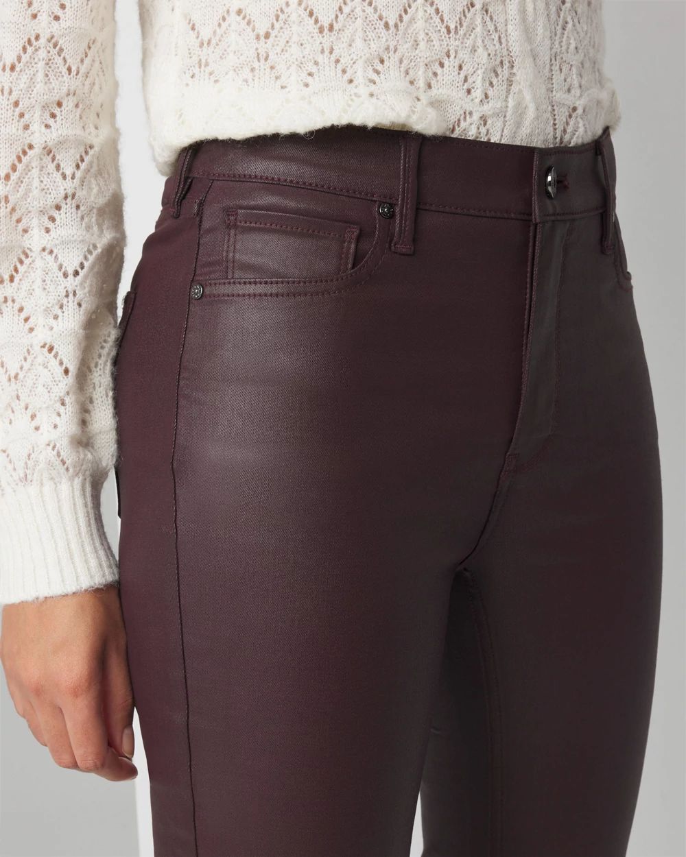 High Rise Coated Bootcut Jeans