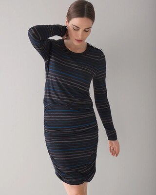 Ruched Blouson Lurex Knit Dress