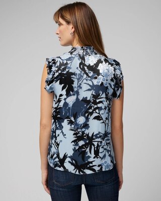 Sleeveless Mock Neck Burnout Blouse