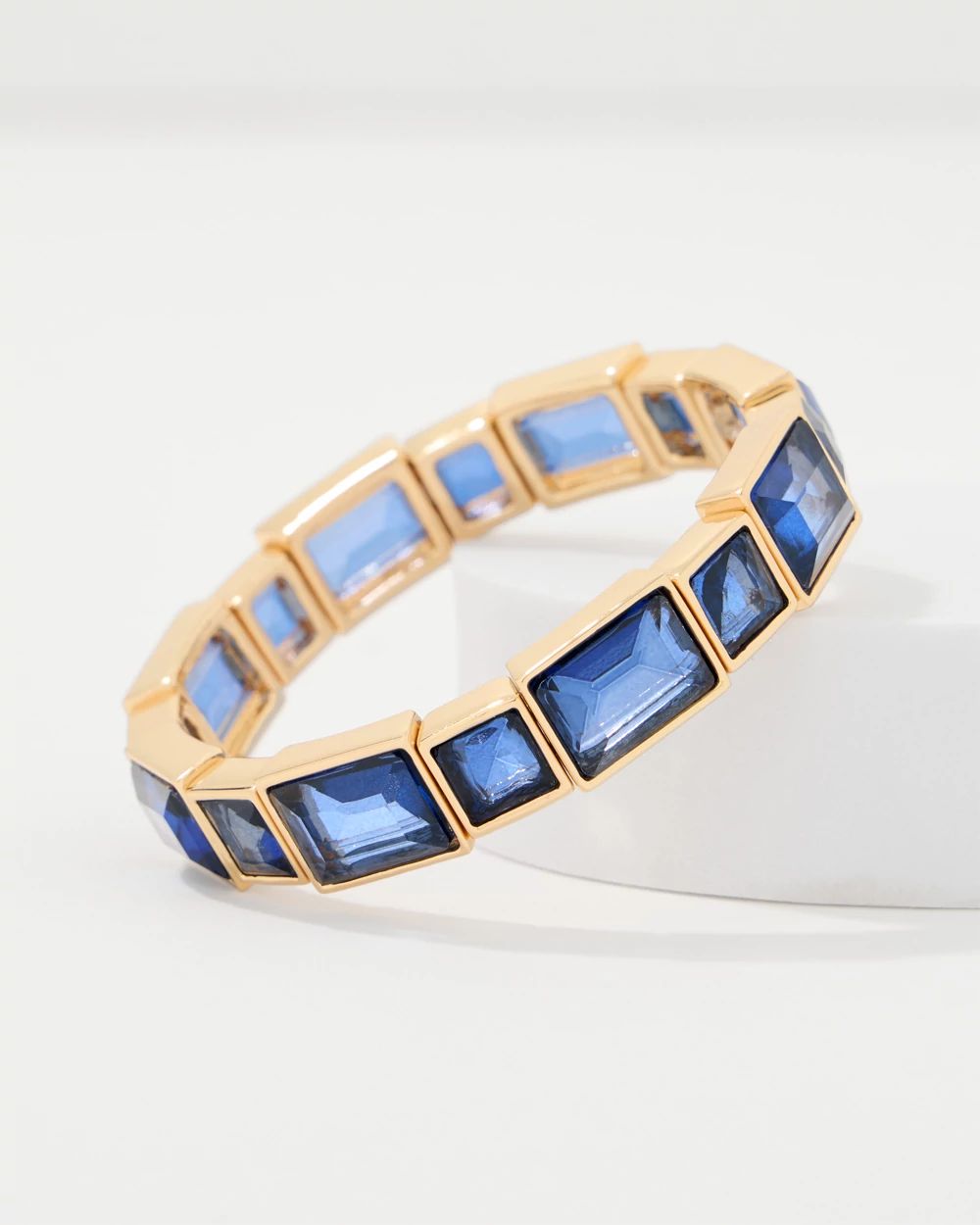 Dark Blue Glass Stone Stretch Bracelet click to view larger image.
