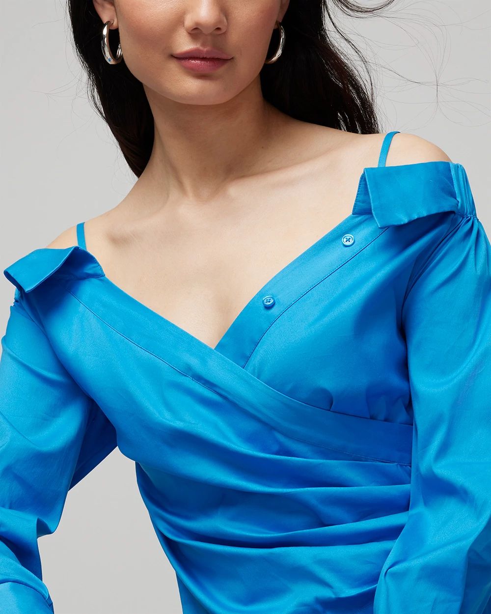 Off-the-Shoulder Poplin Surplice Top click to view larger image.