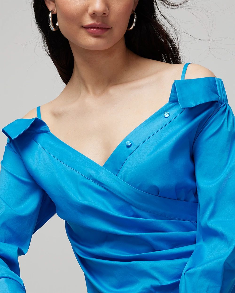 Off-the-Shoulder Poplin Surplice Top