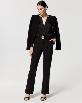 Pleated Sleeve Satin Blouse click to view larger image.