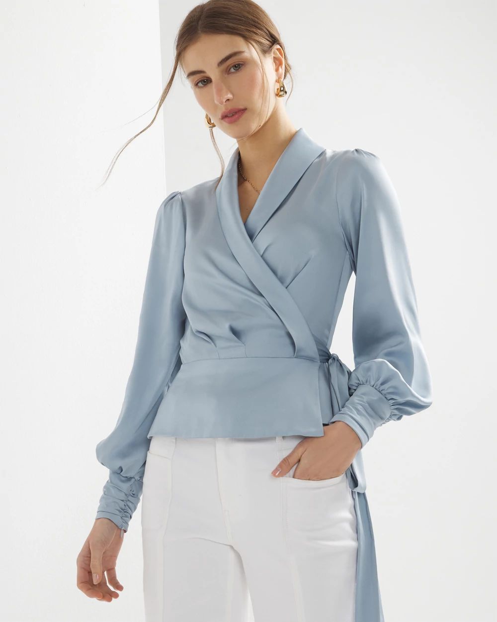 Satin Wrap Blouse