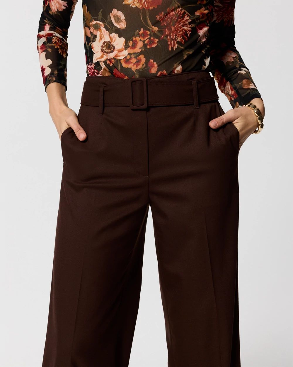 Belted High-Rise Wide Leg Pant click to view larger image.