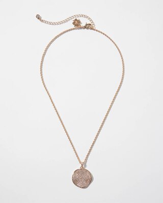 Gold Clear Pave Disc Necklace